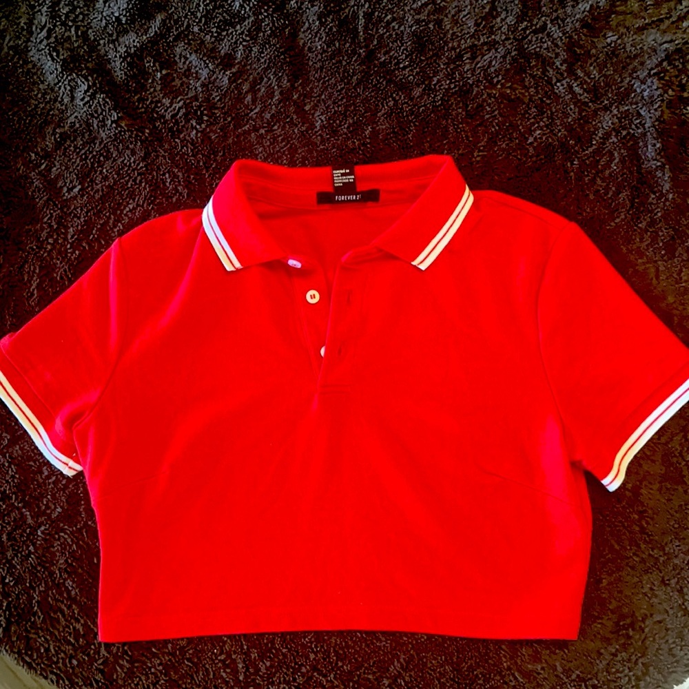 Cropped Red Polo Shirt